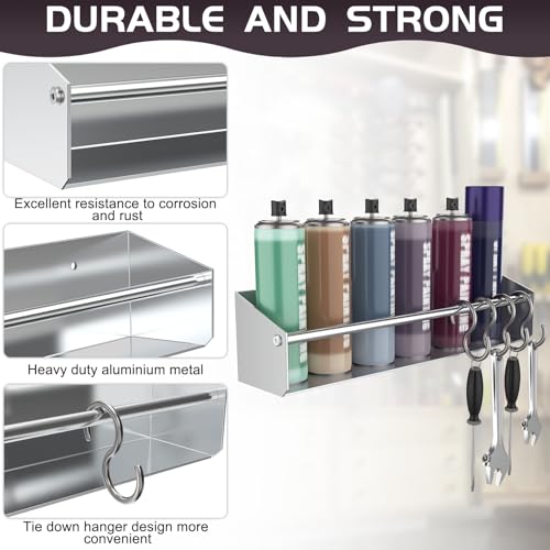 Silver Aluminum Wall Mount Spray Can Storage Rack - Image 6