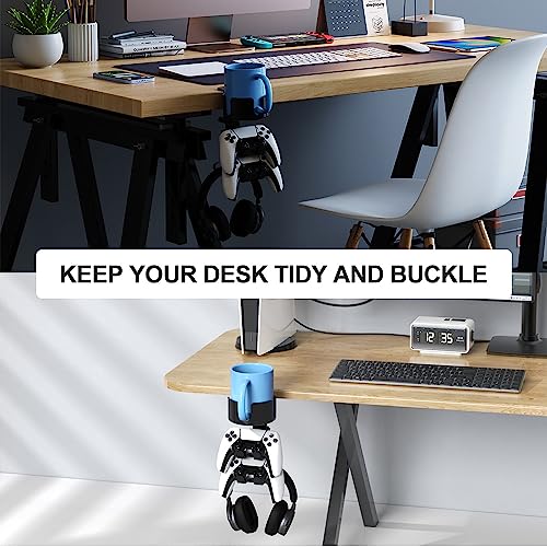 360° Rotating Desk Cup Holder with Headset Hanger - Image 5