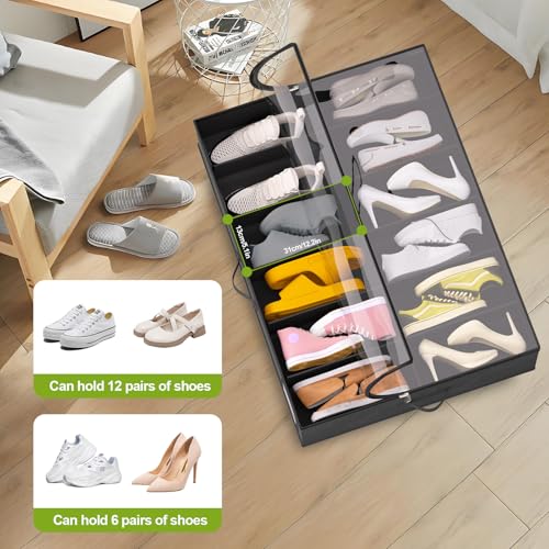 Under Bed Shoe Storage with Wheels, Fits 24 Pairs - Image 6