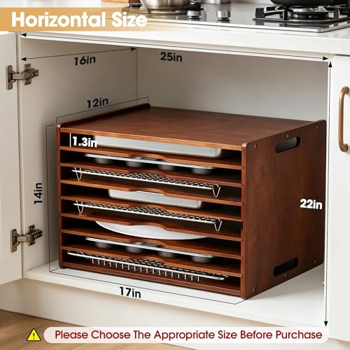 8-Tier Baking Sheet Organizer for Cabinet, 17 x 12 x 14 in Wooden - Image 3