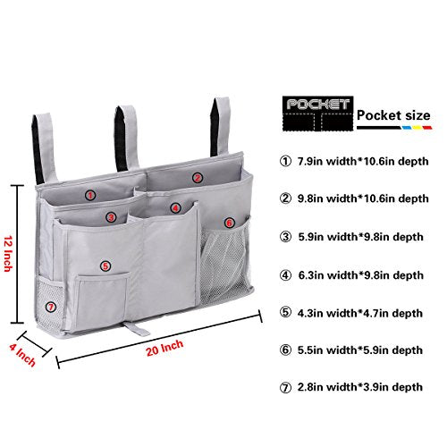 Bedside Caddy, Hanging Storage Bag Holder Beside Organizer with 8 - Image 4