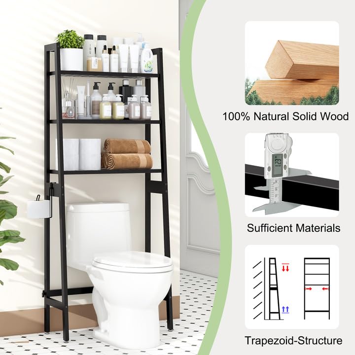 MallKing Over-The-Toilet Storage Rack, Wooden 3-Tier - Image 5