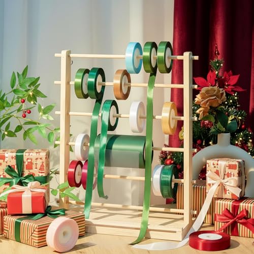 6 Tier Wooden Ribbon Organizer Ribbon Holder for Craft Room Gift - Image 4