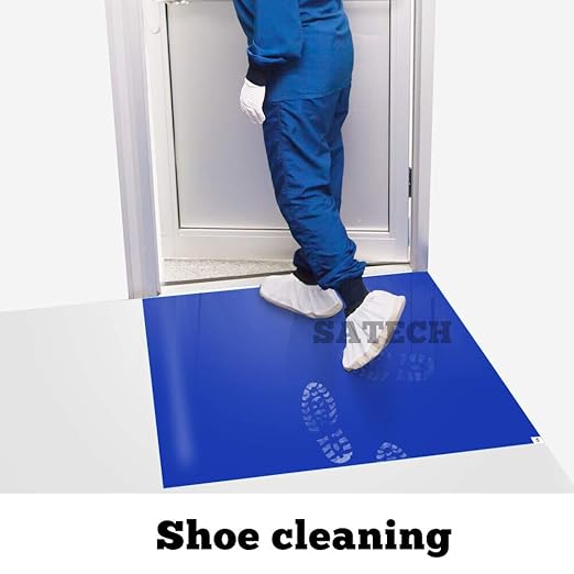 SATECH Sticky/Tacky/Adhesive Mat 24" x 36" Blue with Non-Slip Base (Case of 3 Mats,30 Sheets Each,with Frame) for Cleanroom Laboratory Hospital Construction Home