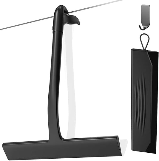 2PACK Shower Squeegee for Glass Doors, All-One-Piece Silicone with Built-in Hook Design for Easy Hanging and Cleaner Tool, for Bathroom, Glass, Kitchen, Tile Wall, Car