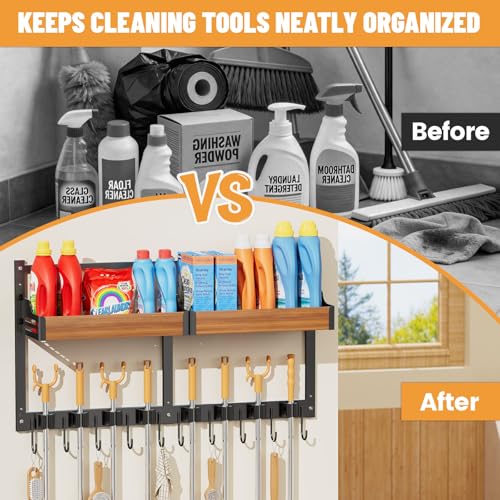 Broom Holder Wall Mount, Broom and Mop Organizer Wall - Image 7