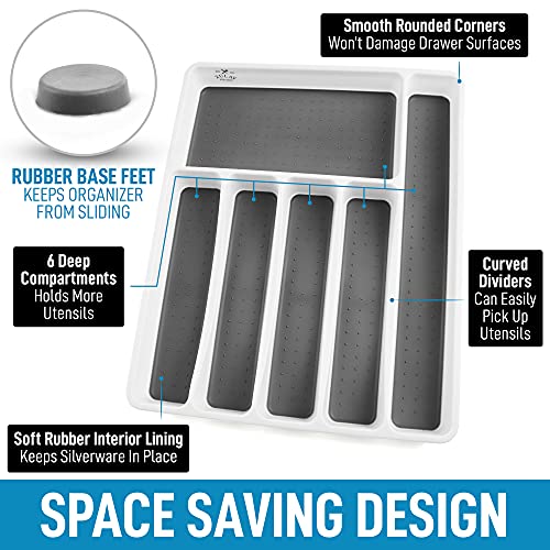 Zulay Kitchen Silverware Organizer Tray - 6-Compartment Non Slip - Image 3