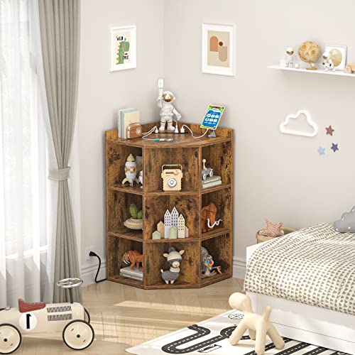 Aheaplus Corner Cabinet, Corner Storage with Power Outlets - Image 8