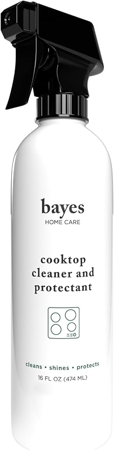Bayes Cooktop Cleaner and Protectant for Daily Use - Cleans, Shines and Protects Ceramic Glass and Enamel Cooktops - For Fingerprints, Grease, Residue, and Smudges - 16 oz