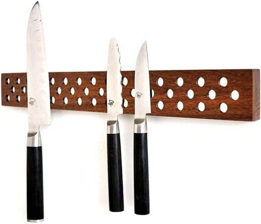 Magnetic Wooden Knife Bar Holder Strip, Cherry or Walnut, 12, 16, 20, or 24 Inch (24 Inch, Walnut)