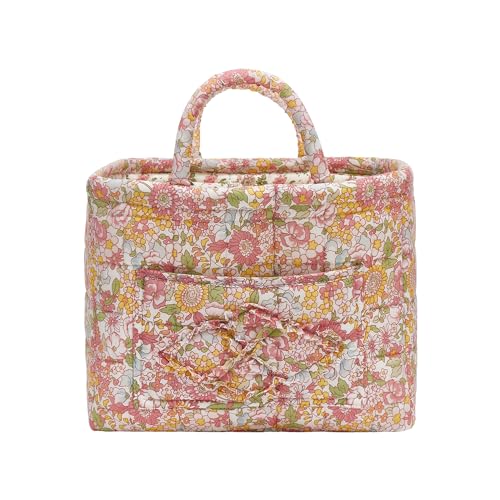 Quilted Fabric Storage Baskets with Handles, Boho Floral - Image 5