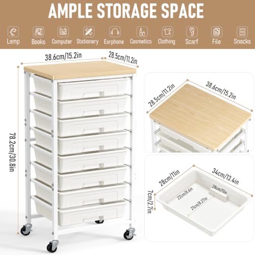 caktraie 8-Drawers Rolling Cart, Craft Storage Utili | Pull Out Organi - Image 3