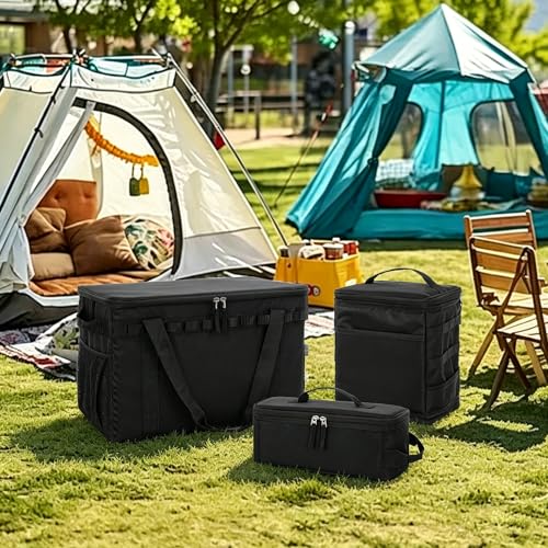 45L Tactical Camping Storage Bag with 3 Removable Dividers, Black - Image 3