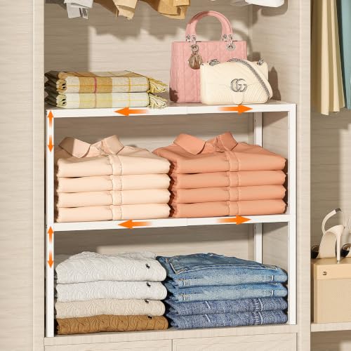 ThreeHio 2 Pack Stackable Closet Organizers and Storage Shelves - Image 2