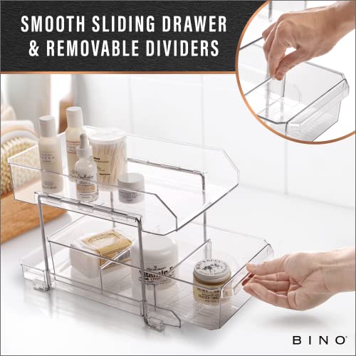BINO 2 Tier Clear Storage Organizer with Dividers | Bottom Slide - Image 6