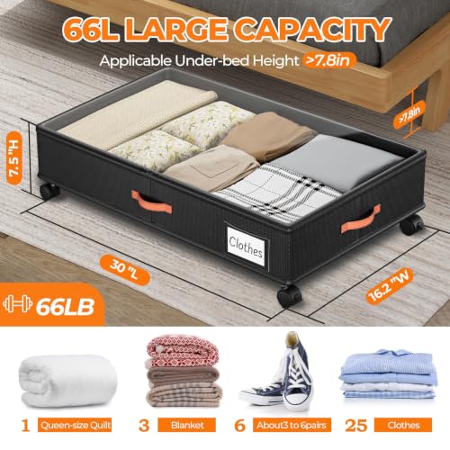 Ashwanth Under Bed Storage with Wheels, 2-Pack, XXL Large, Black - Image 3