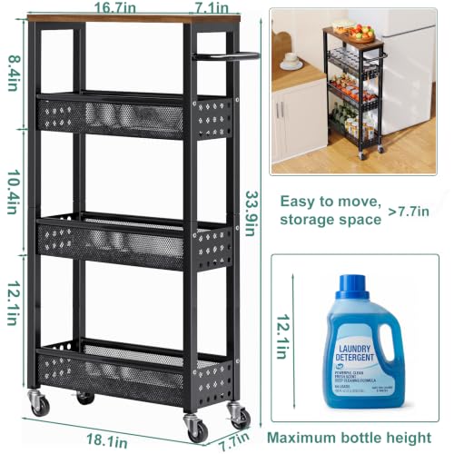 Laundry Room Slim Rolling Cart with Wheels for Between Washer - Image 3