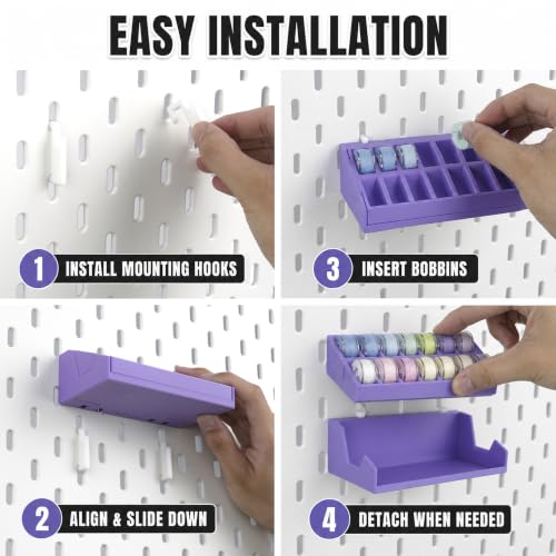 Sewing Bobbins Pegboard Holder for SKADIS, 1/4'' Pegboard | Pink - Image 6