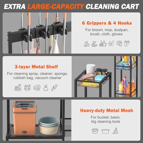 Broom Holder with Cleaning Supplies Organizer, Broom Closet - Image 5