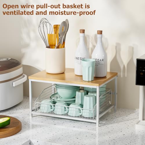 KLM Pull Out Spice Rack Organizer for Cabinet,Rustic Wood - Image 5