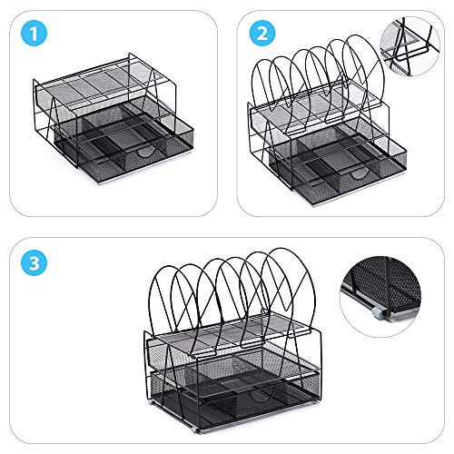 Coralov Desk File Organizer Document Tray with 5 Vertical File - Image 4