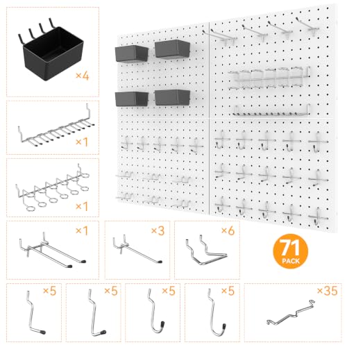 Peg Board, 4 Pack Metal Pegboard with Hooks - Image 6