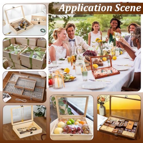 NBEADS 1 Pc Wooden Box With Glass Lid, Wooden Display Box - Image 6