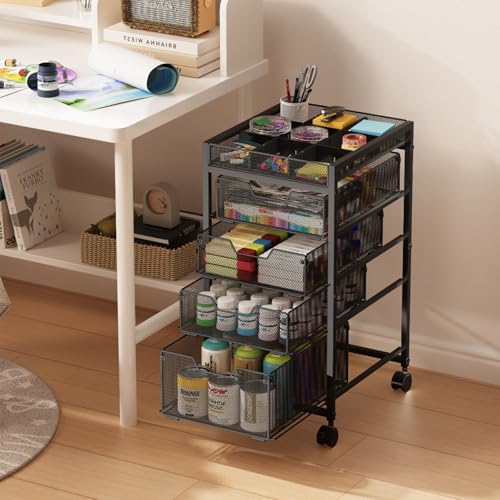 Rolling Utility Cart with 4 Drawers, Craft Organizer and Storage - Image 6