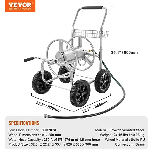 VEVOR Hose Reel Cart, Hold Up to 250 ft of 5/8’’ Hose - Image 4