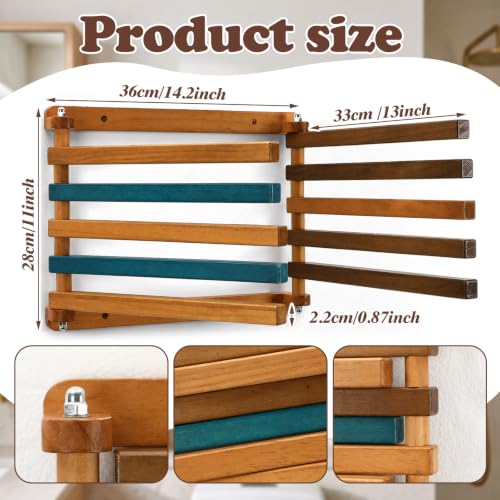 Novabright 1 Pcs Wood Foldable Wall Mounted Drying Rack, Colorful - Image 4