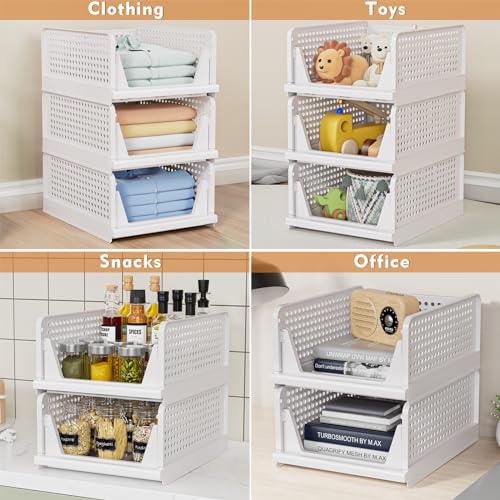 4 Pack Stackable Closet Storage Basket - Stackable Storage Bins - Image 6