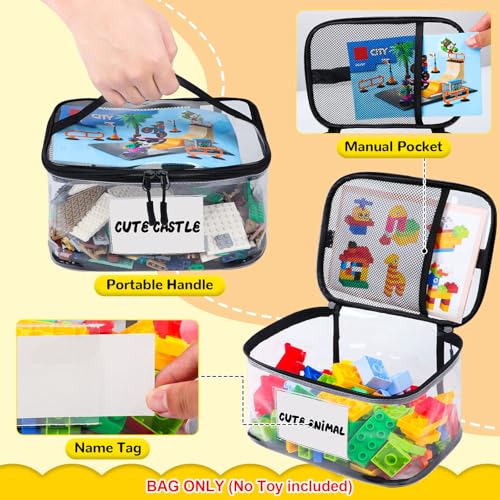 6 Pack Clear Toy Storage Bag with Name Tag& Manual Pocket - Image 4