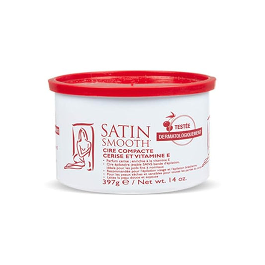Satin Smooth Wild Cherry Hard Wax with Vitamin E, Hair Removal Wax for Sensitive Skin, Ideal for Bikini, Brazilian, and Body Waxing, 14oz
