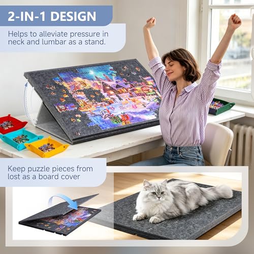 Tilting Jigsaw Puzzle Board with 2-in-1 Stand and Cover - Image 6