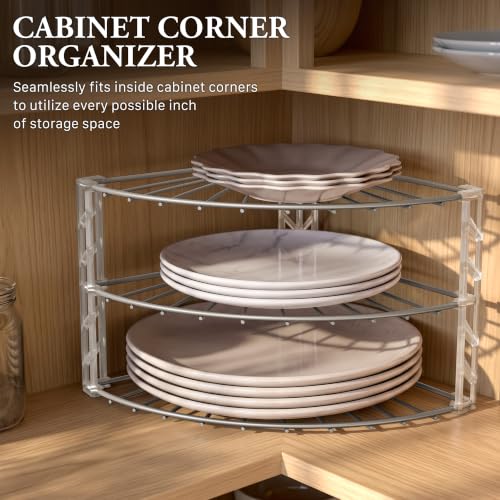 Simple Houseware 3-Tier Counter Corner Shelf Organizer, Silver - Image 8