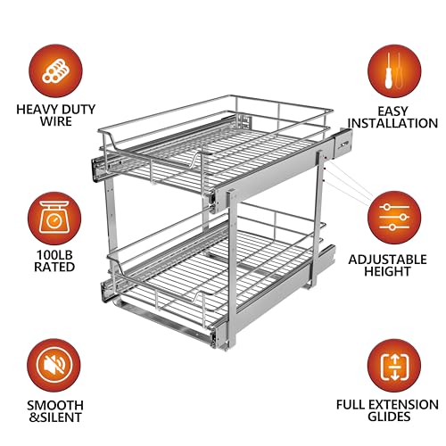 JOWBOOW 2-Tier Narrow Cabinet Pull Out Shelves, 8" W | All Products - Image 4