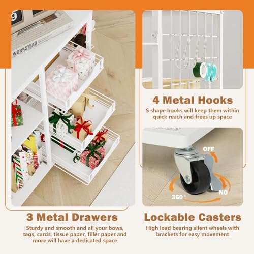 Wrapping Paper Organizer Storage with Wheels, Rolling Gift - Image 5