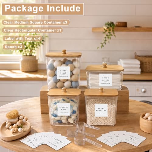 POLRAI 4 Pack Laundry Pod Containers and Dryer Sheet - Image 6