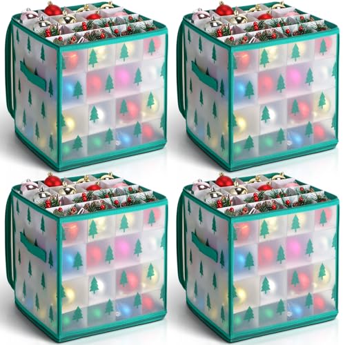 4 Pcs Ornament Storage Box with 64 Compartments, Tree Style - Image 2