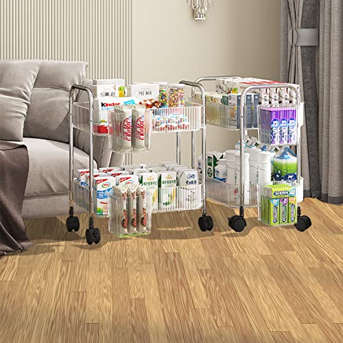 2-Tier Utility Rolling Cart Storage Organizer Sofa Side Table - Image 4