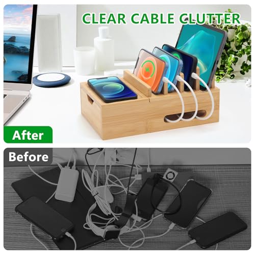 Bamboo Charging Station for Multiple Devices, Desktop Charger - Image 5