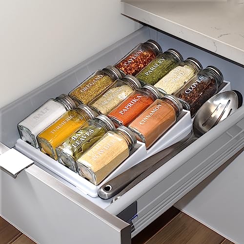 3 Tier Spice Drawer Organizer with Non-Skid Storage Tray - Image 3