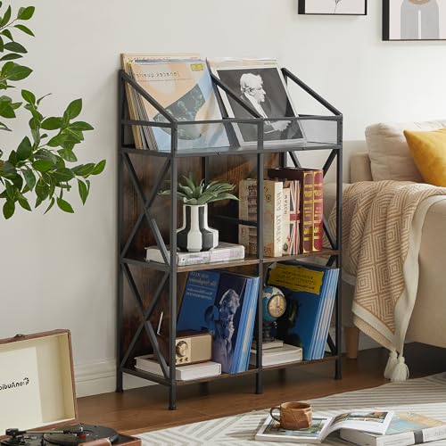 EYOCAL 6 Grids Vinyl Record Storage Holder Rack， Wooden - Image 3