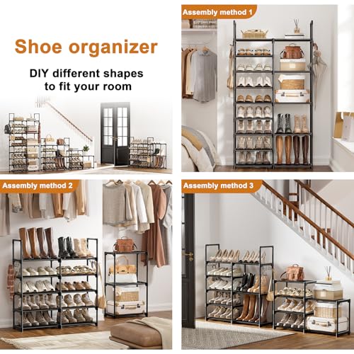 WOWLIVE 9 Tier 2-Column Shoe Rack, 30-35 Pairs Stackable Black - Image 6