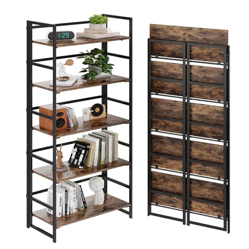 Vintage Multifunctional Folding Bookshelf, No-Assembly - Image 2