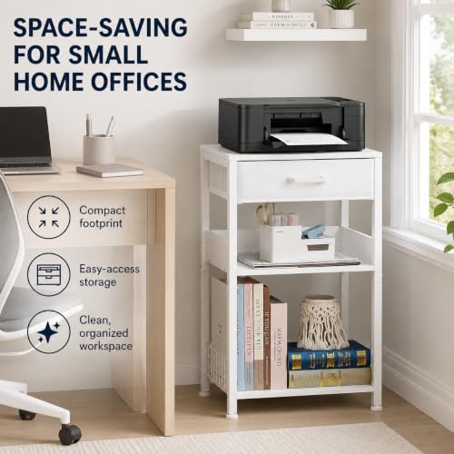 Lerliuo Printer Stand with Storage, 3-Tier Printer Table,White - Image 7