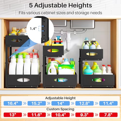 Under Sink Organizer, 2 Pack 2 Tier Pull Out Under Cabinet - Image 7