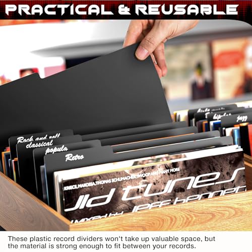 Facmogu 20PCS 12 Inch Black Vinyl Record Dividers for LP Albums - Image 6
