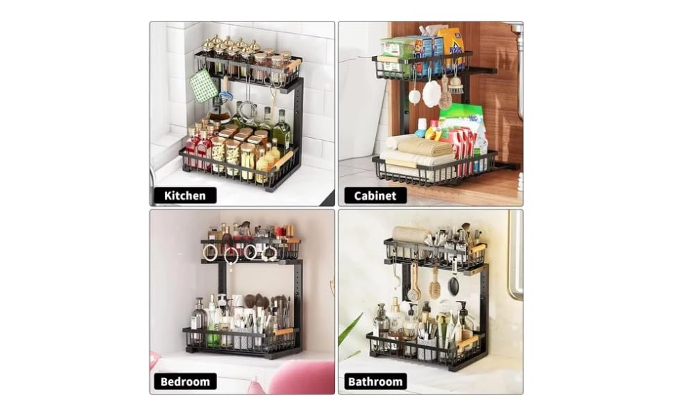 Lumela Under Sink Organizer, 2-Tier Slide-Out Cabinet Organizer - Image 5