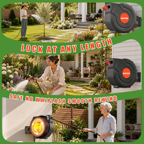 100FT Retractable Garden Hose Reel,5/8 Inch Wall Mounted - Image 5